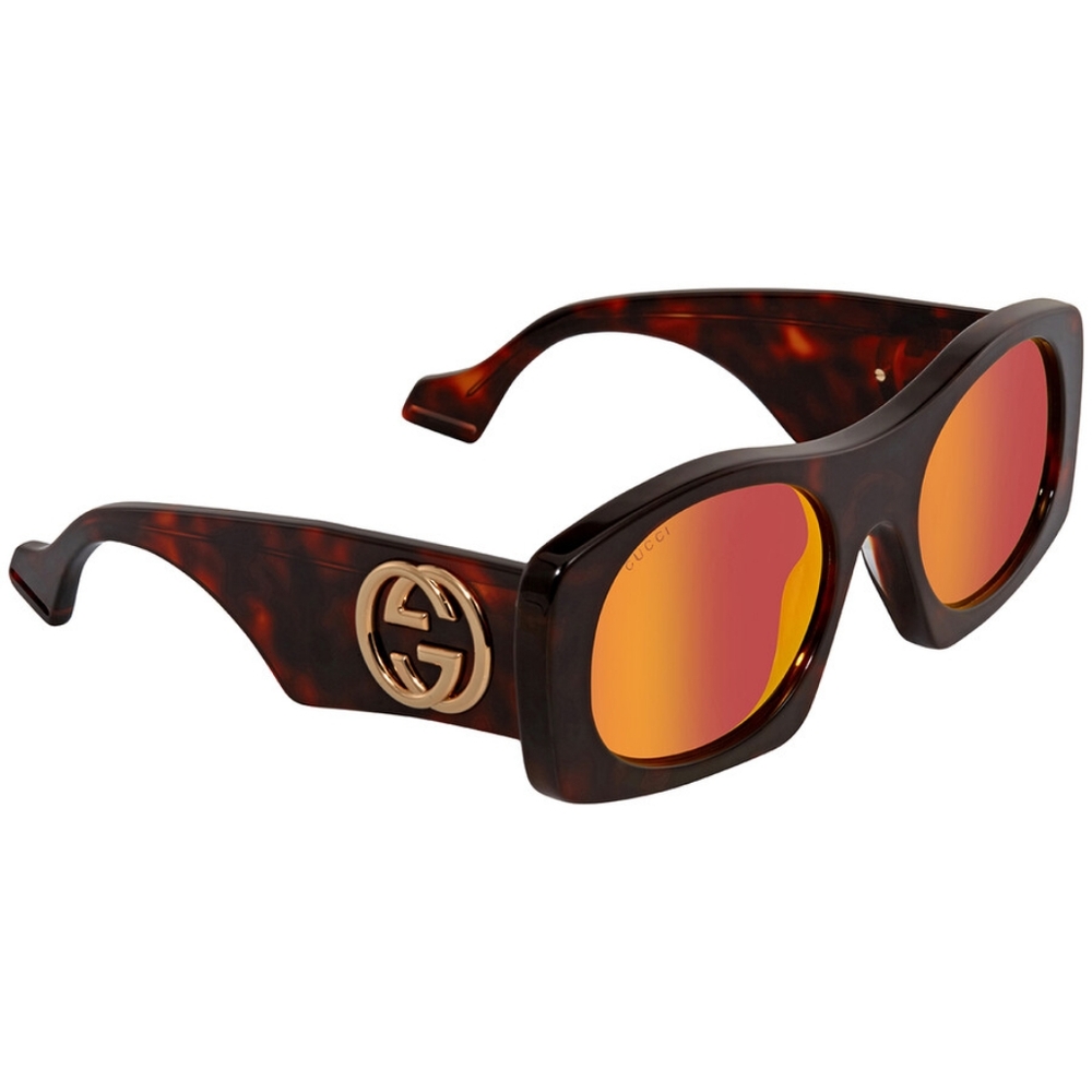 Gucci Havana Red Geometric Men's Sunglasses